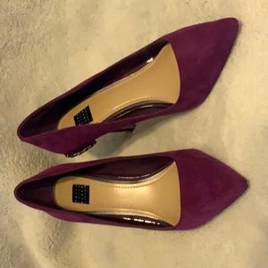 White house black market embellished suede pumps